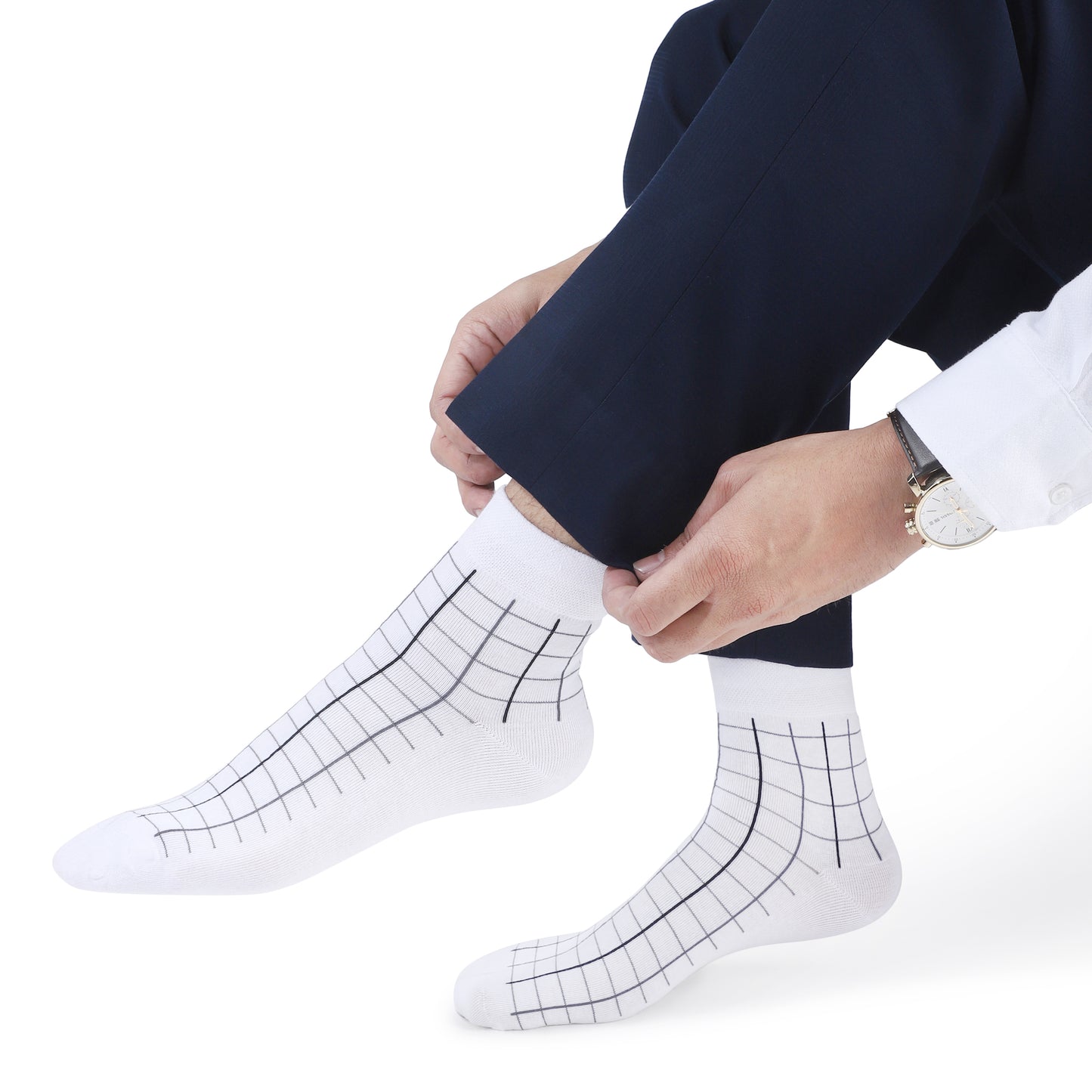 Men Ankle Length Socks- White