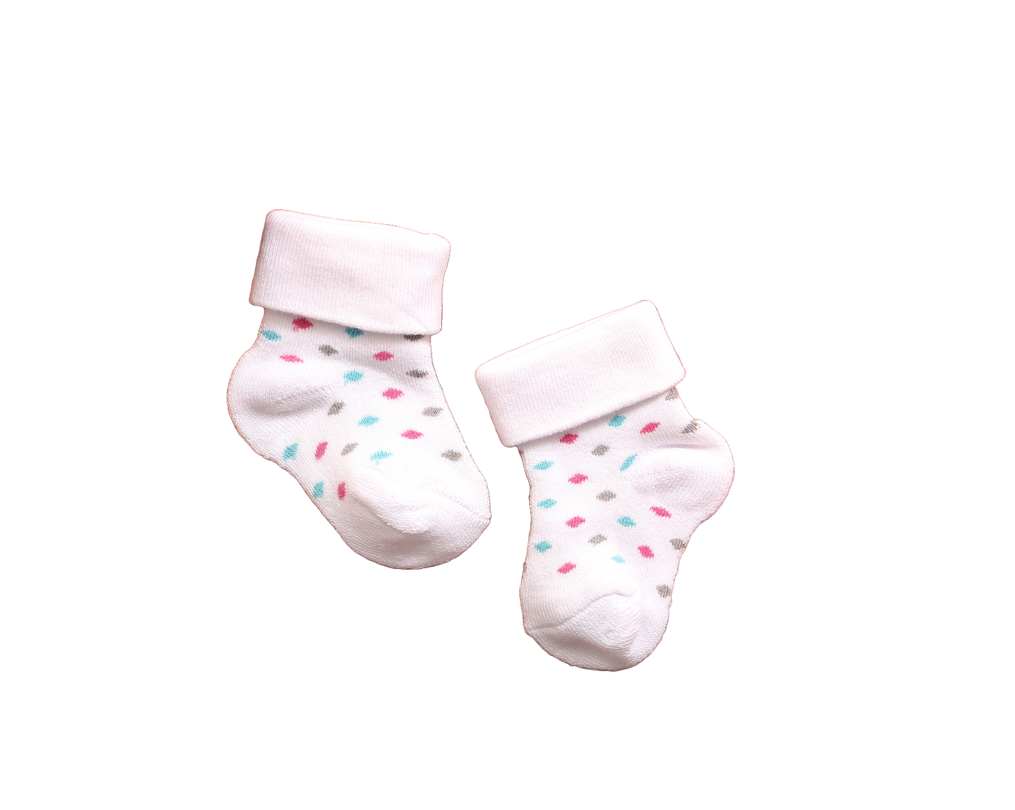 New Born Baby Polka Dots Cotton Socks (White)