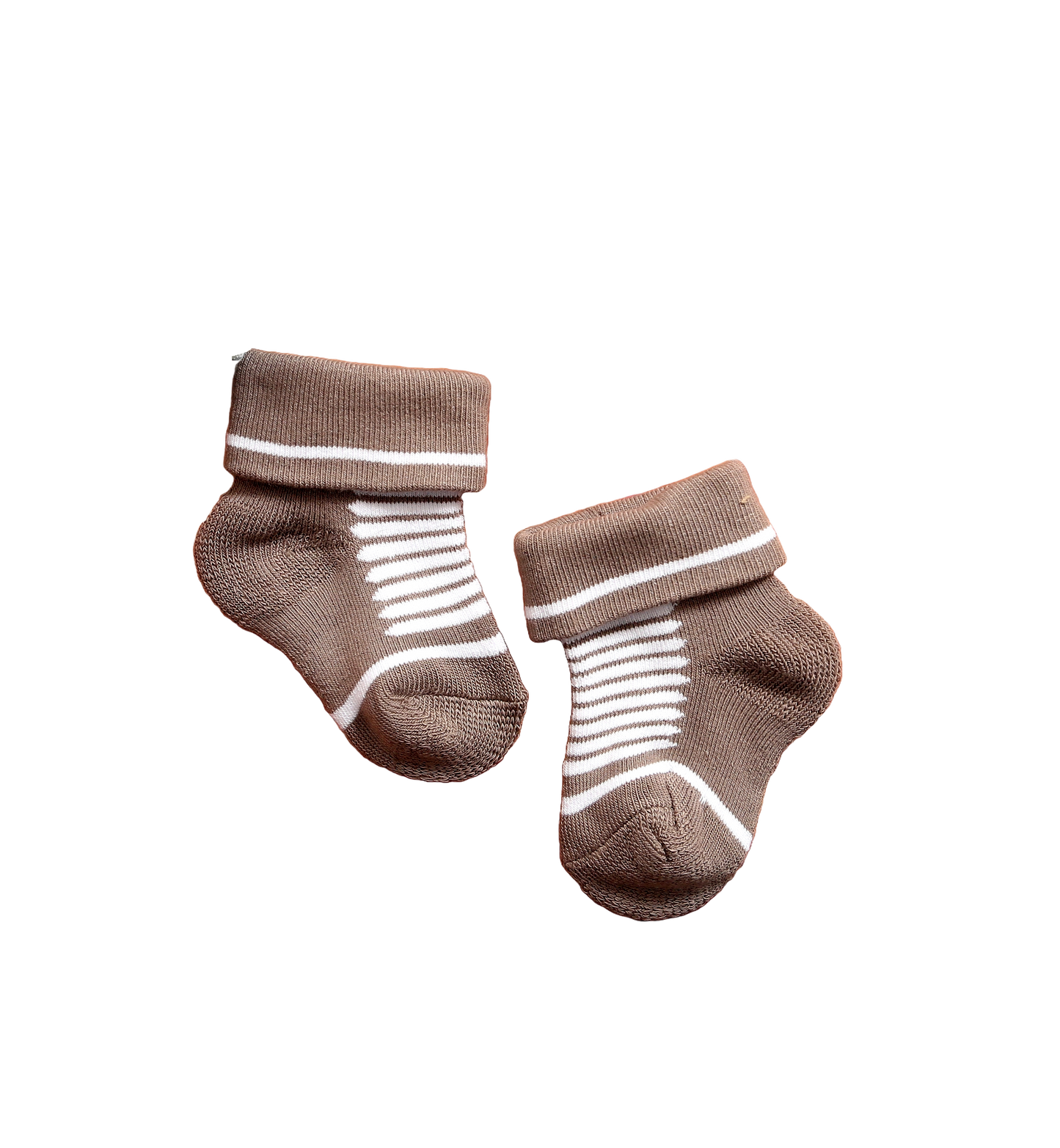 New Born Baby Stripes Cotton Socks (Brown)