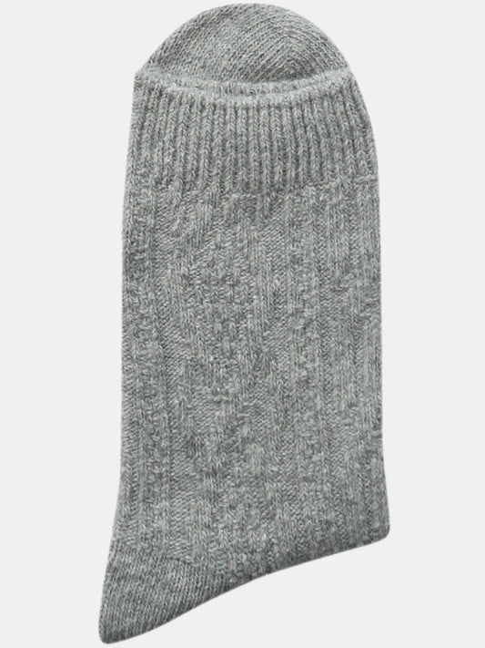 Crew Length Cozy Braided Knit Pattern Warm Socks for Women-Light Grey(Pack of 1)