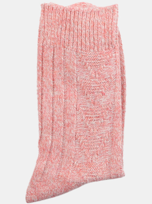 Crew Length Cozy Cable Knit Pattern Warm Socks for Women-Peach(Pack of 1)