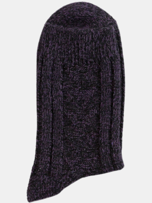 Crew Length Cozy Cable Knit Pattern Warm Socks for Women-Purple(Pack of 1)