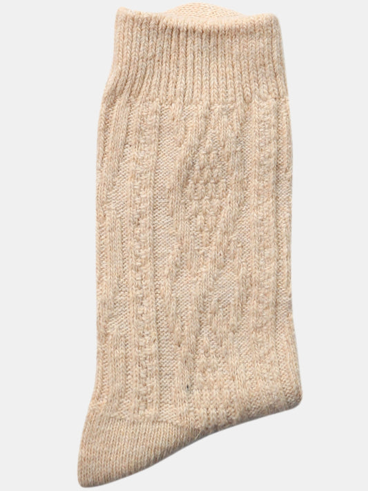 Crew Length Cozy Braided Knit Pattern Warm Socks for Women-Skin(Pack of 1)