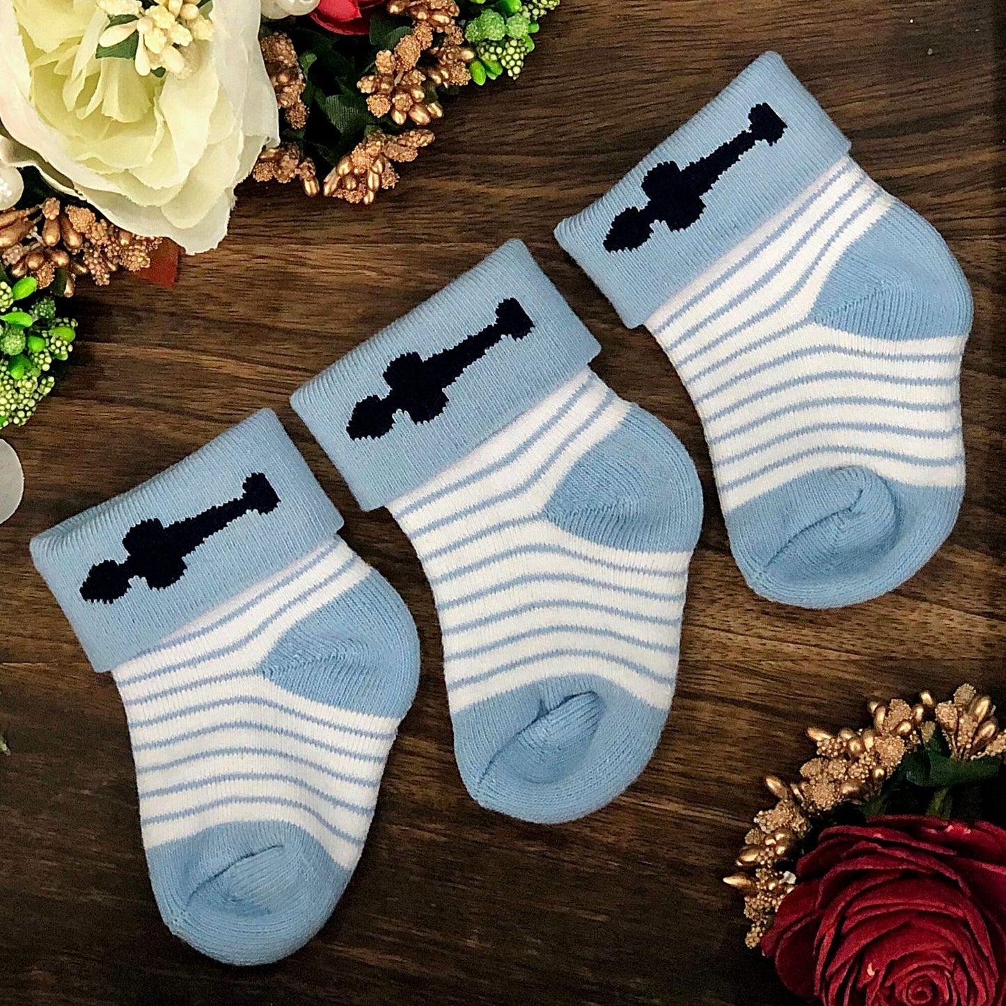 New Born Baby Cotton Terry Socks (Sky Blue)