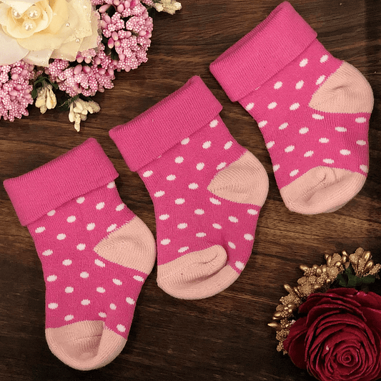 New Born Baby Cotton Terry Socks (Rose Pink)