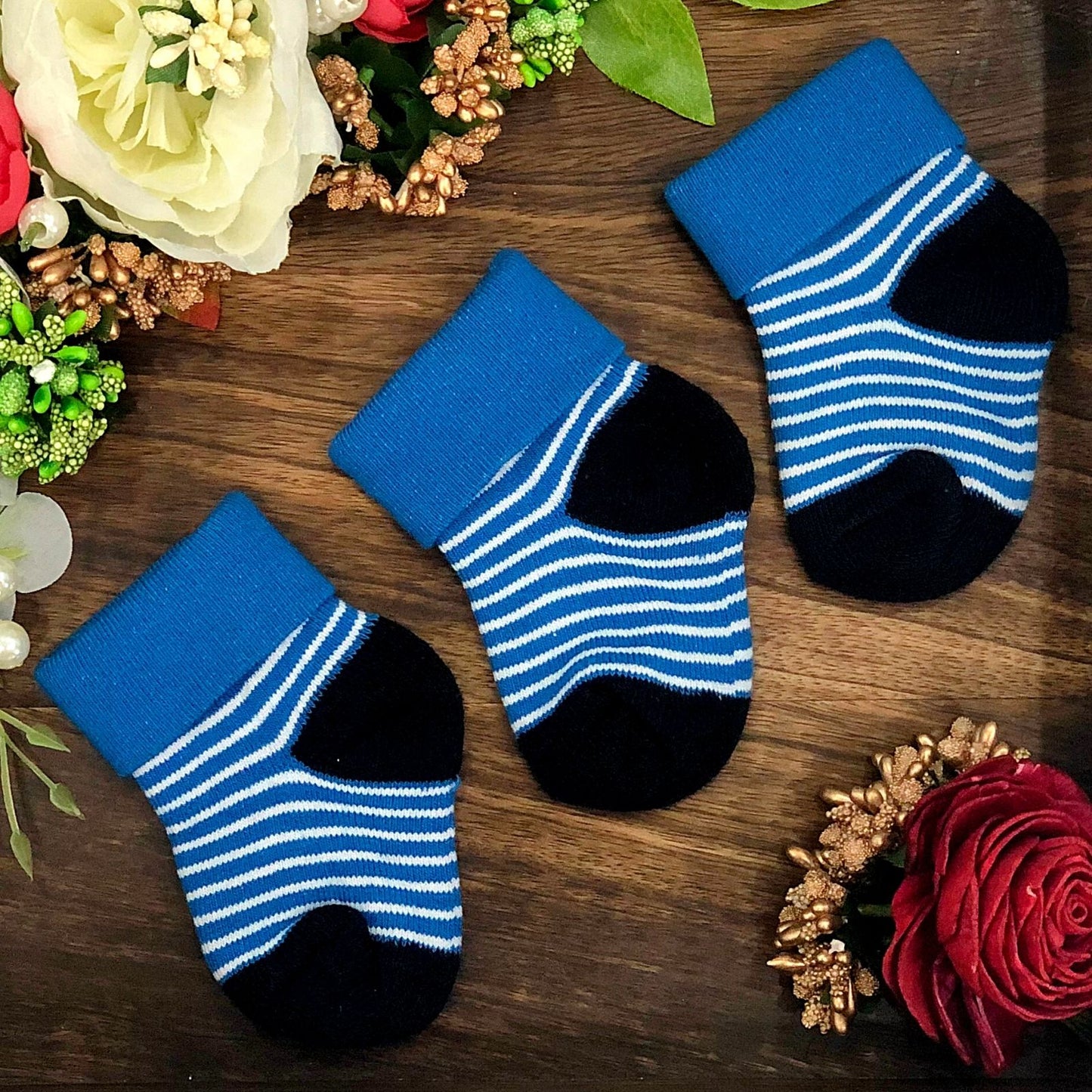 New Born Baby Cotton Terry Socks (Blue)