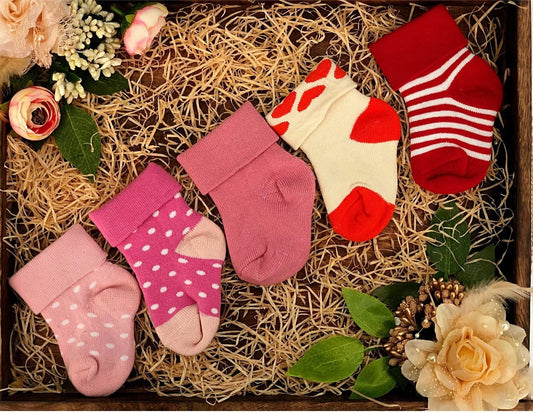 New Born Baby Cotton Terry Socks (Baby Pink:Rose Pink:Peach:Cream:Red)