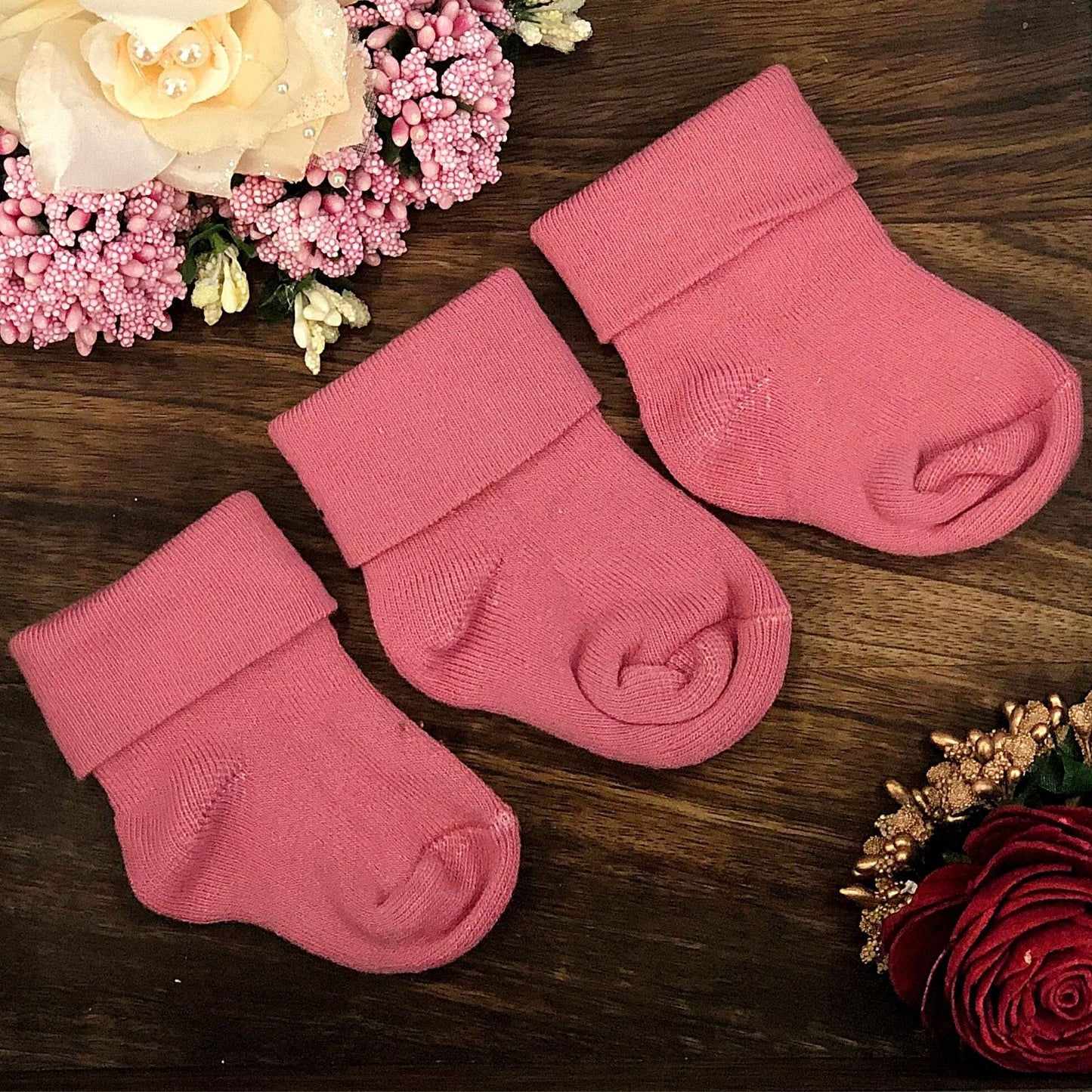New Born Baby Cotton Terry Socks (Peach)