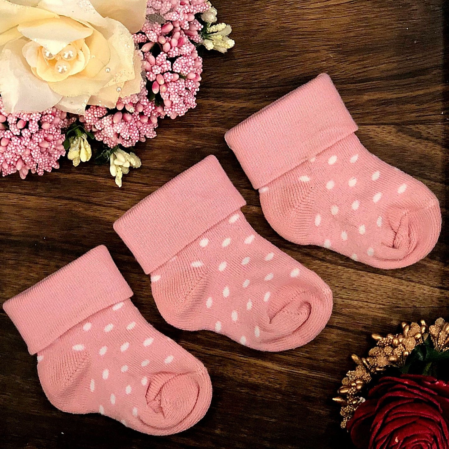 New Born Baby Cotton Terry Socks (Baby Pink)