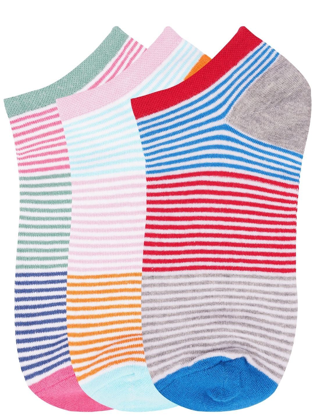 Ankle Length Colored Stripes Cotton Socks
