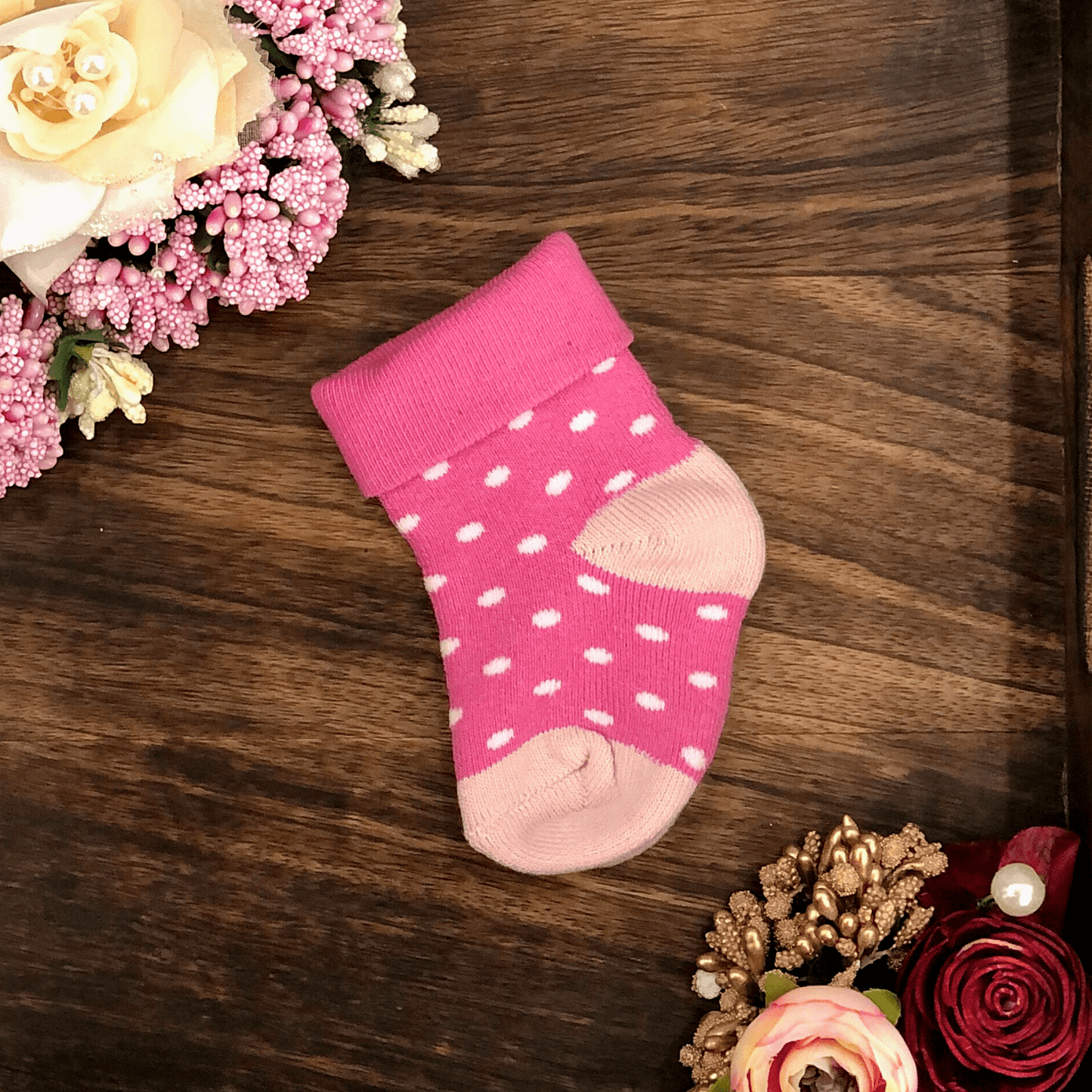 New Born Baby Cotton Terry Socks (Rose Pink)