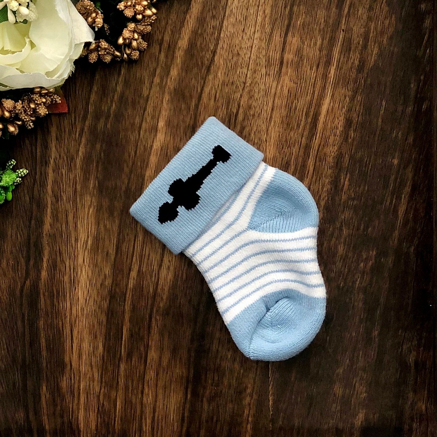New Born Baby Cotton Terry Socks (Sky Blue)