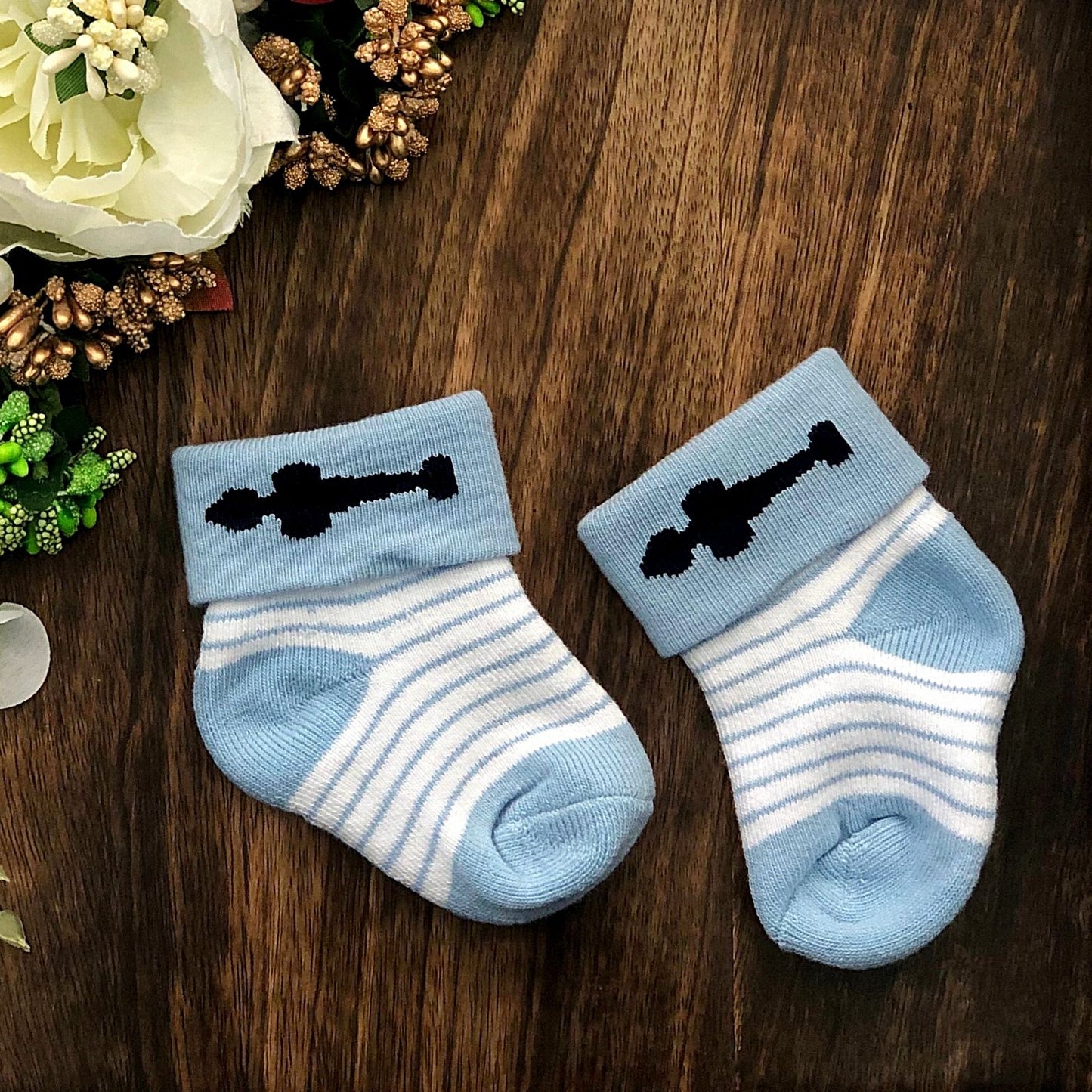 New Born Baby Cotton Terry Socks (Red:Sky Blue:Brown:Grey:Navy Blue)