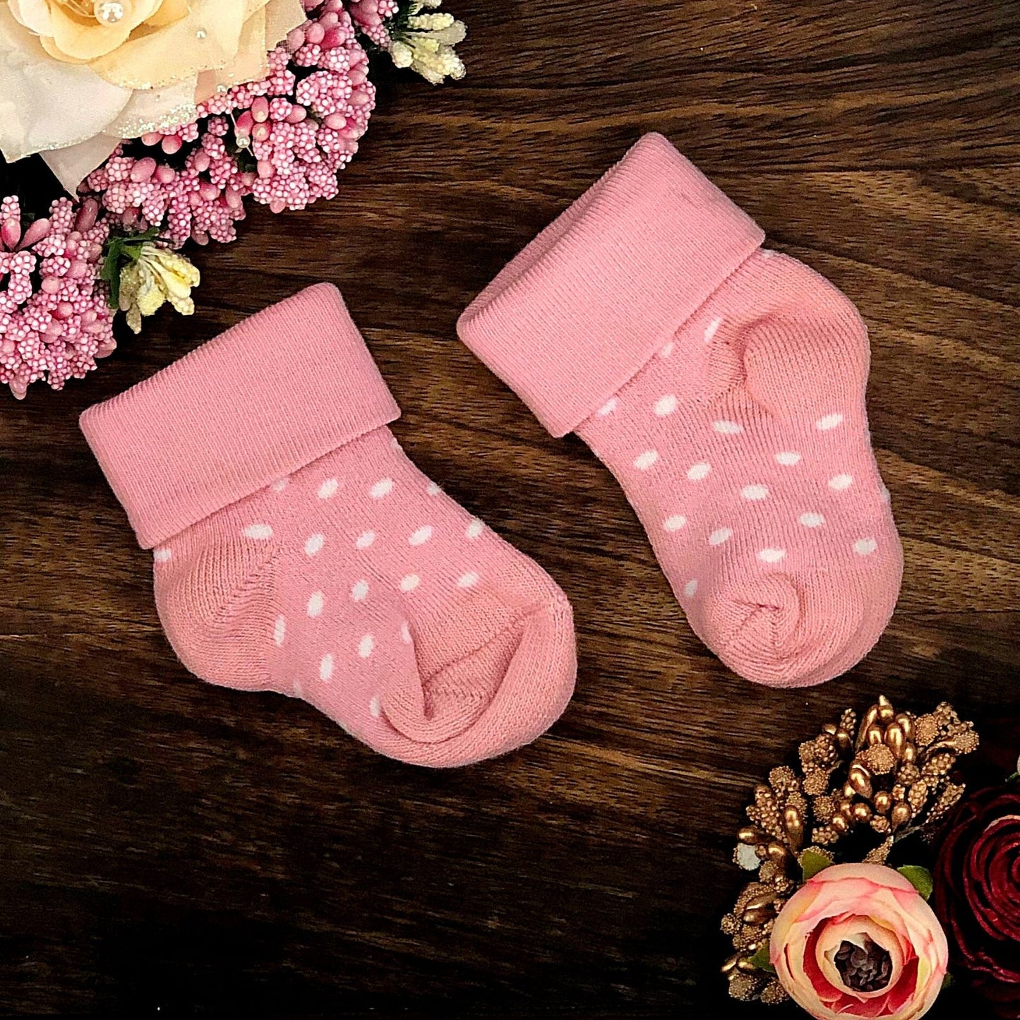 New Born Baby Cotton Terry Socks (Baby Pink)
