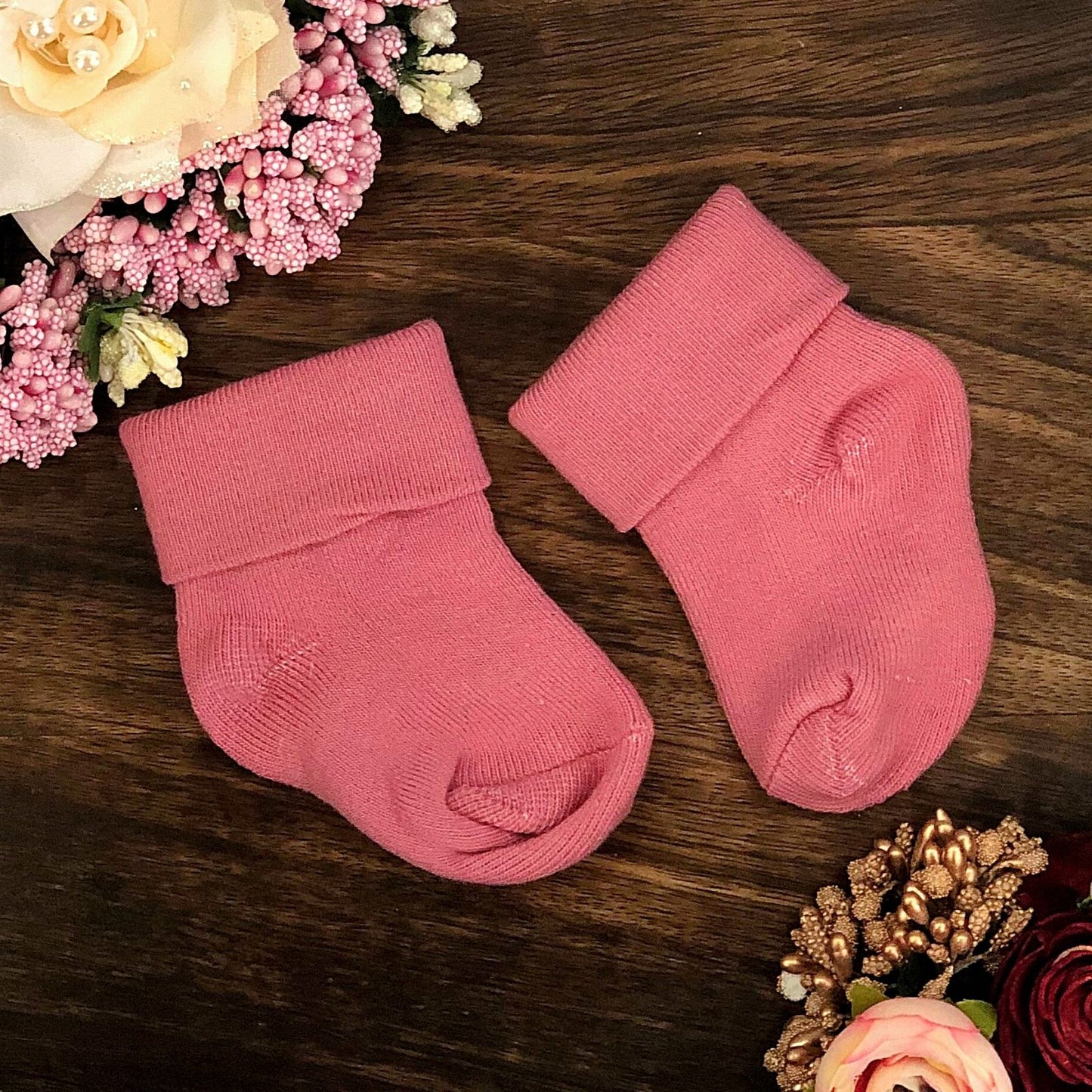 New Born Baby Cotton Terry Socks (Peach)