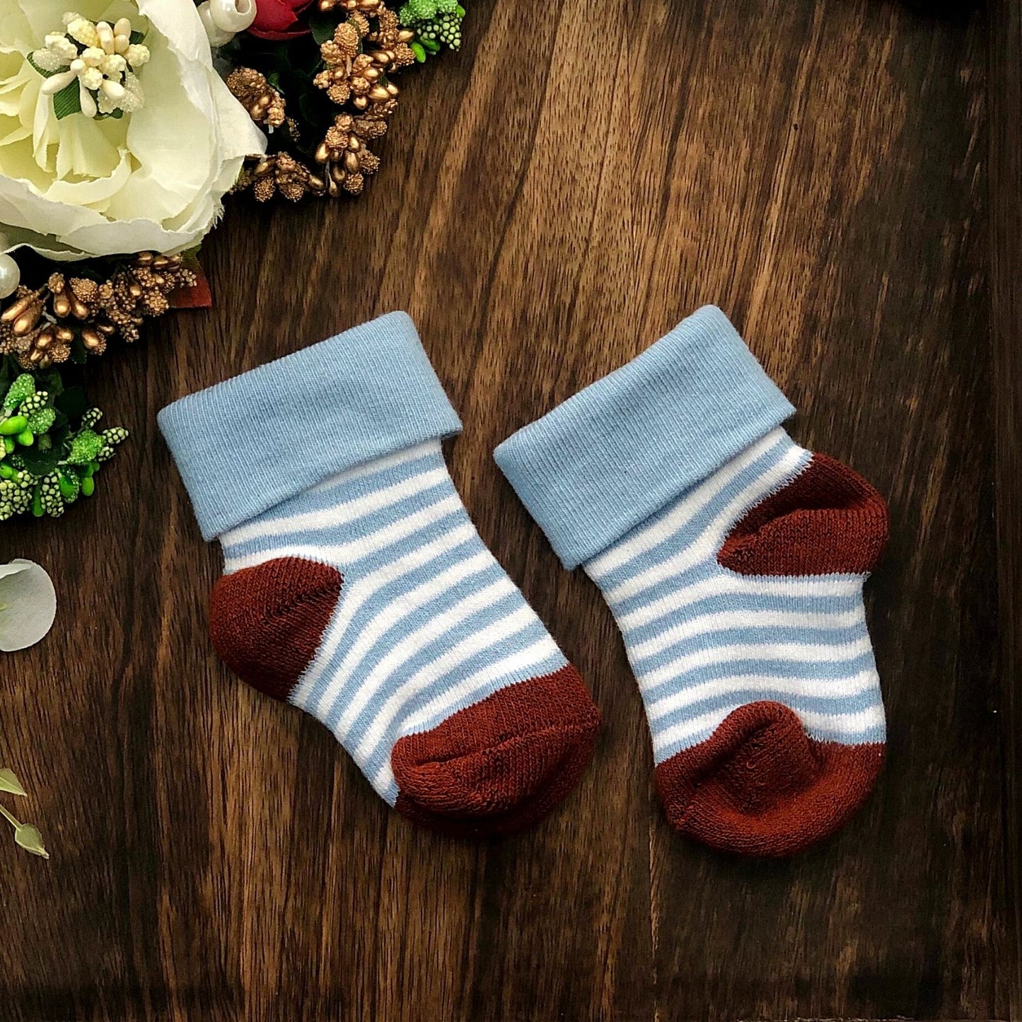 New Born Baby Cotton Terry Socks (Brown)