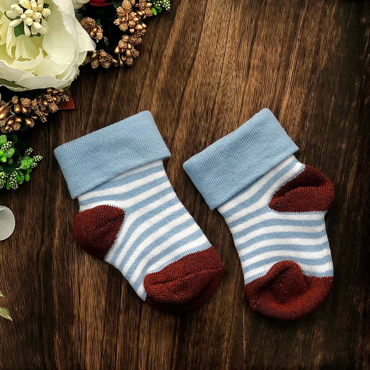 New Born Baby Cotton Terry Socks (Red:Sky Blue:Brown:Grey:Navy Blue)