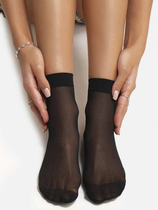 Sheer Ankle Socks - Black