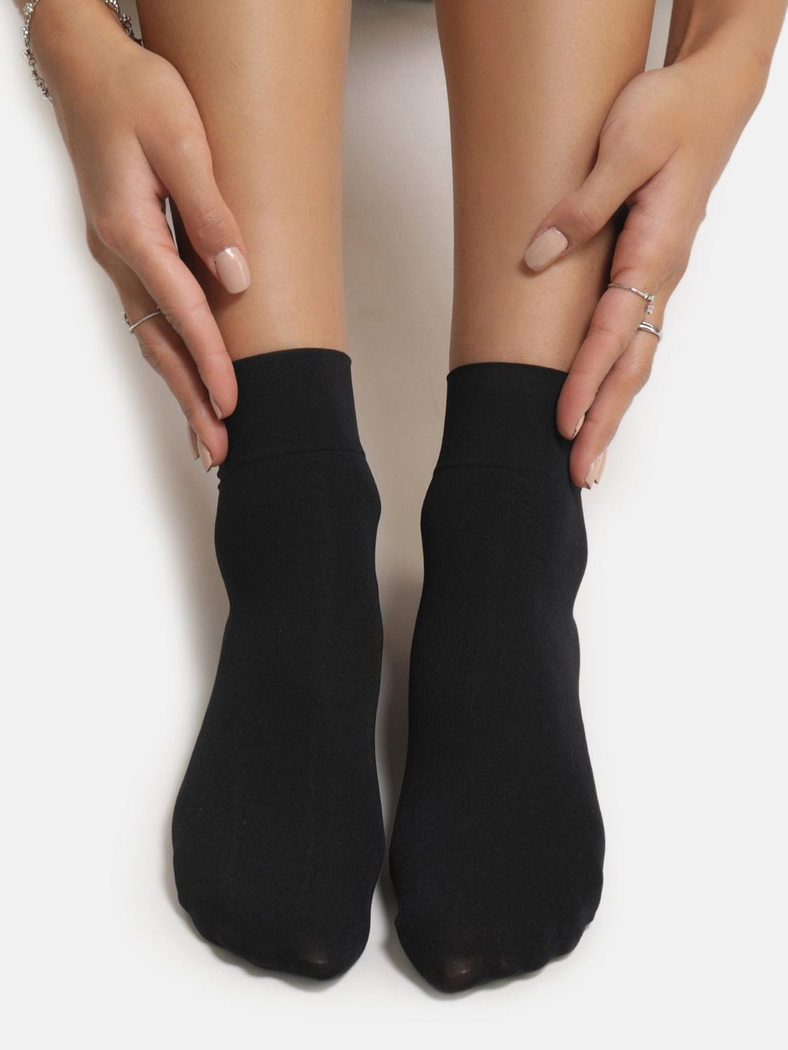 Ankle Length Opaque Socks - Black