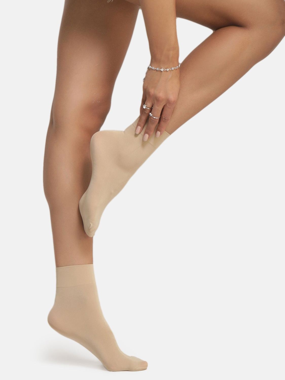 Ankle Length Opaque Socks - Skin