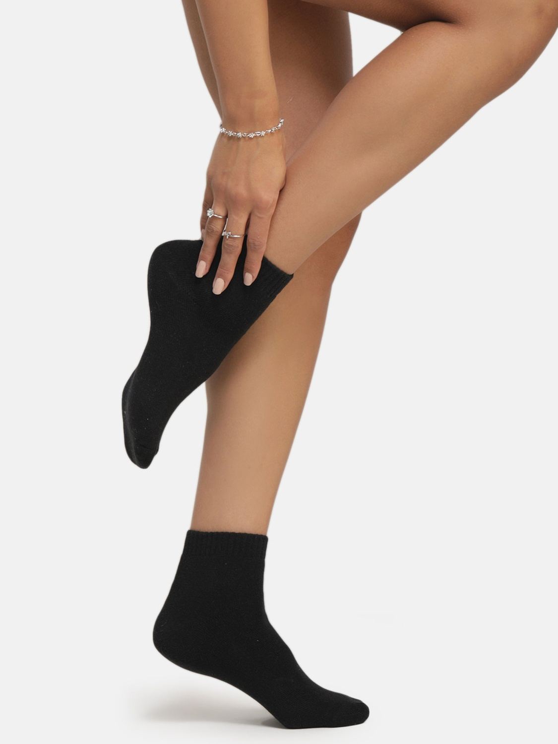 Ankle Length Terry Socks - Black