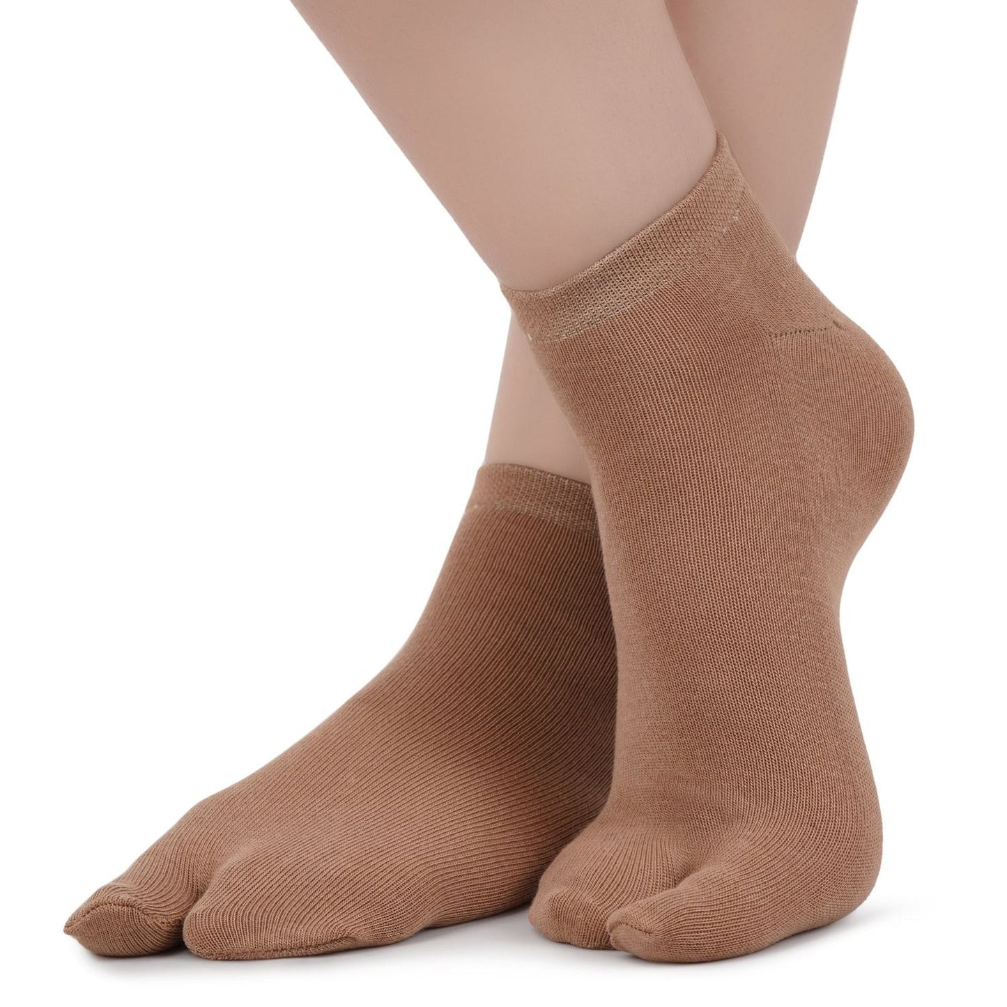 Low Ankle Length Thumb Socks - Dark Skin/Fawn