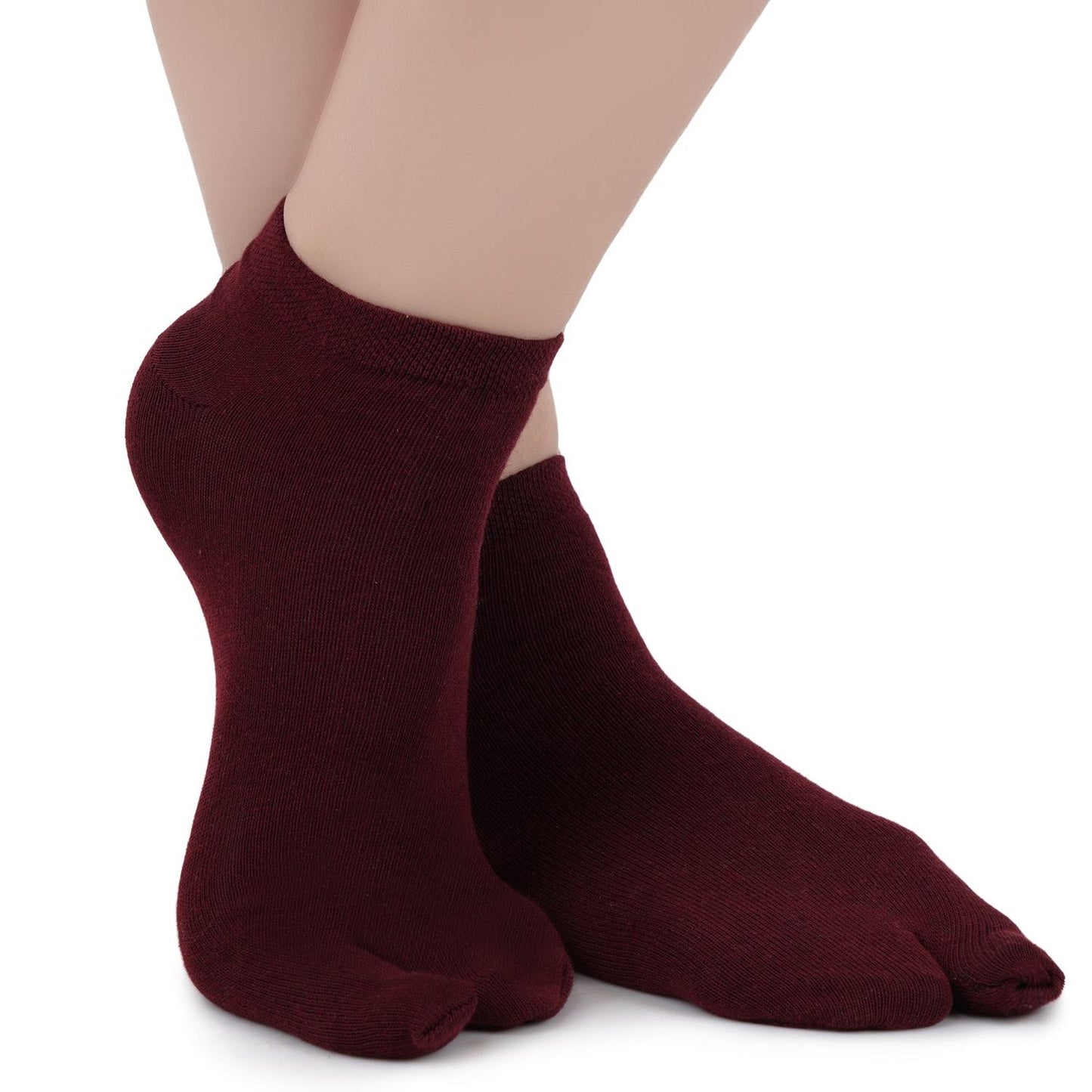 Low Ankle Length Thumb Socks - Maroon
