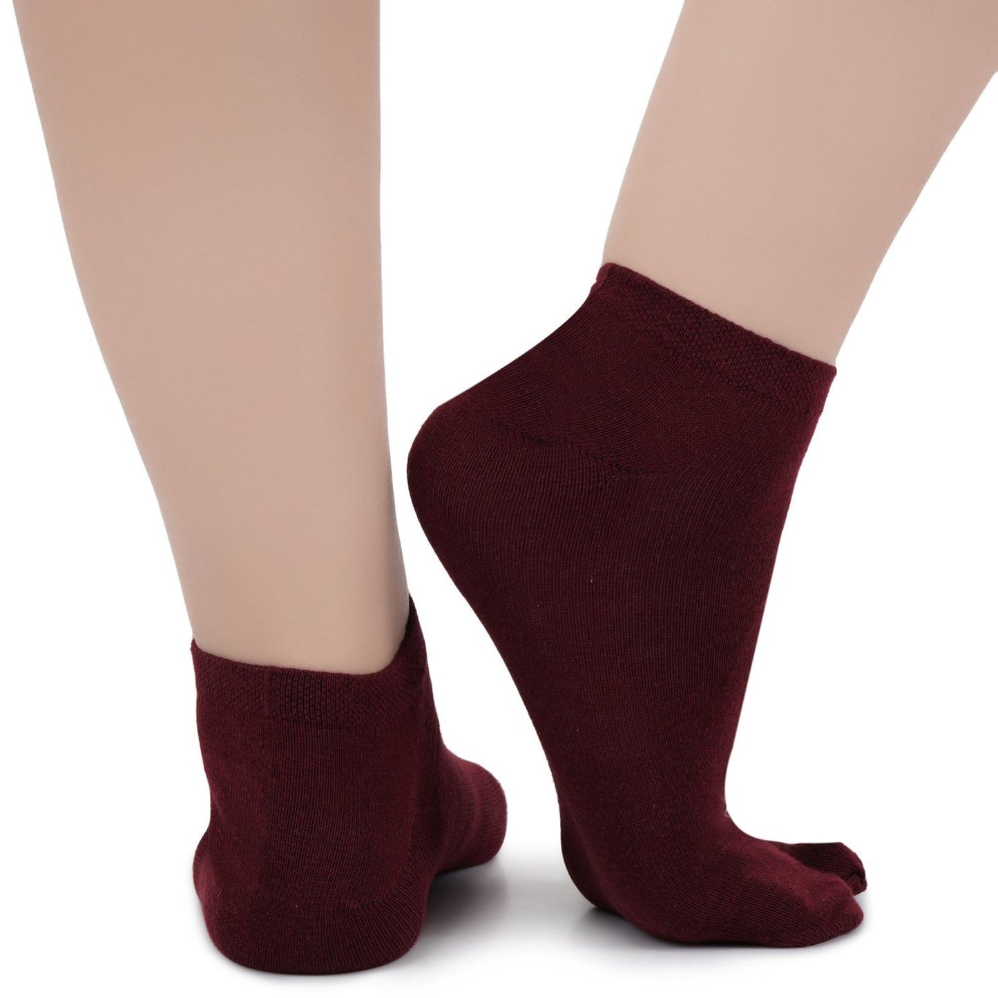 Low Ankle Length Thumb Socks - Maroon
