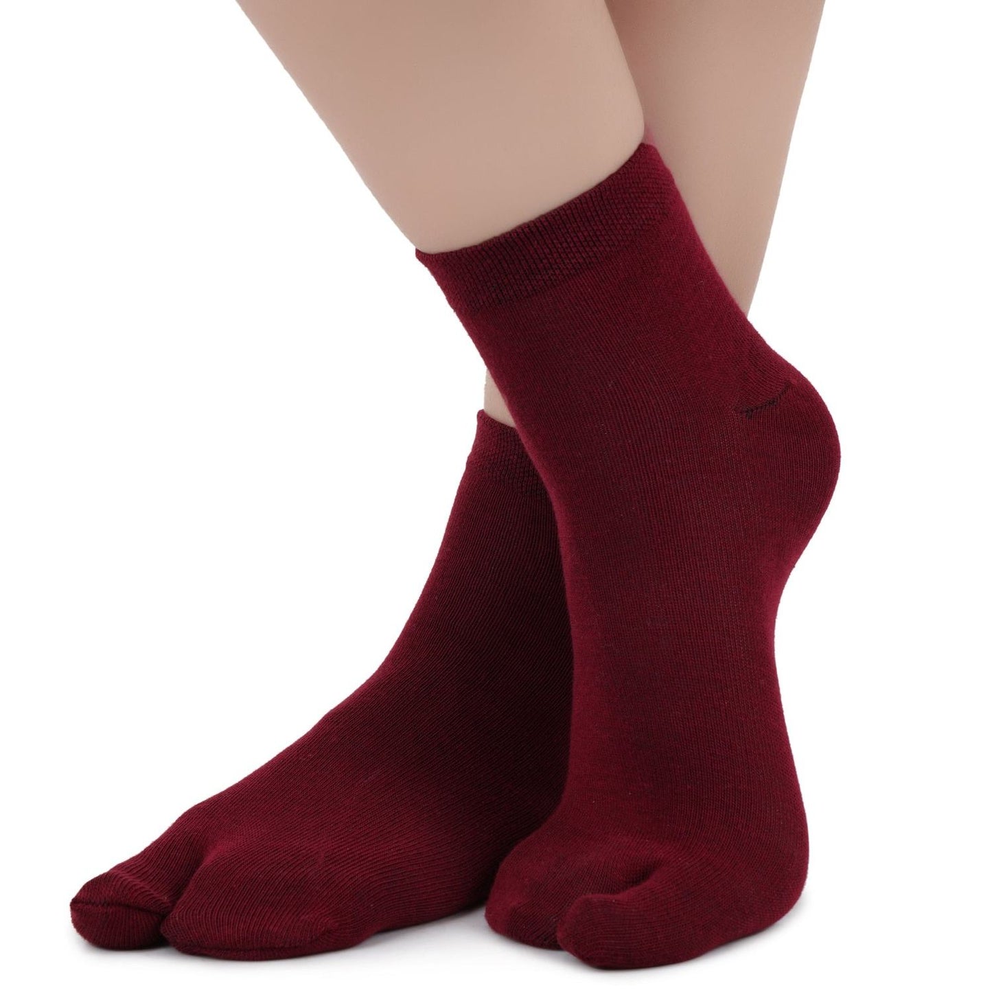 Ankle Length Thumb Socks - Maroon