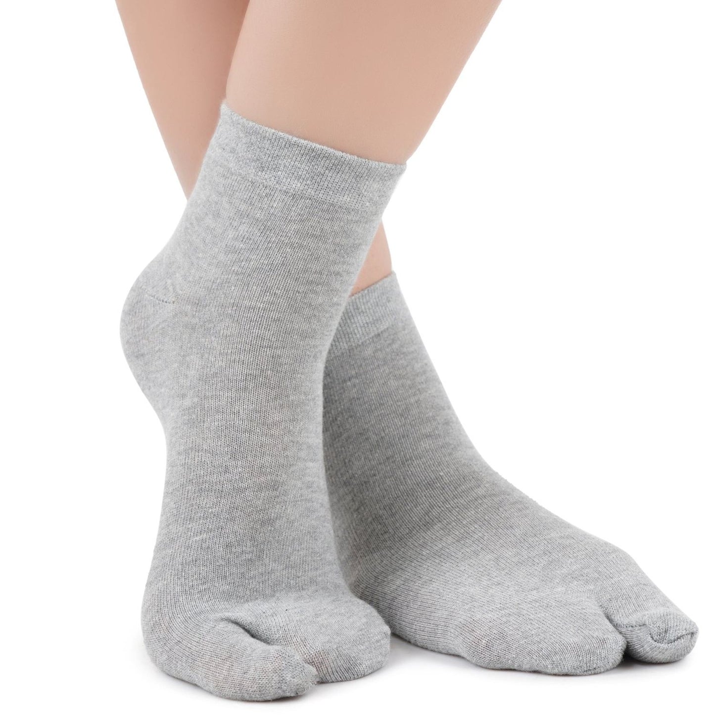 Ankle Length Thumb Socks - Light Grey