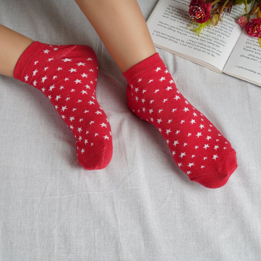 Star Pattern Sneaker Socks (Red)