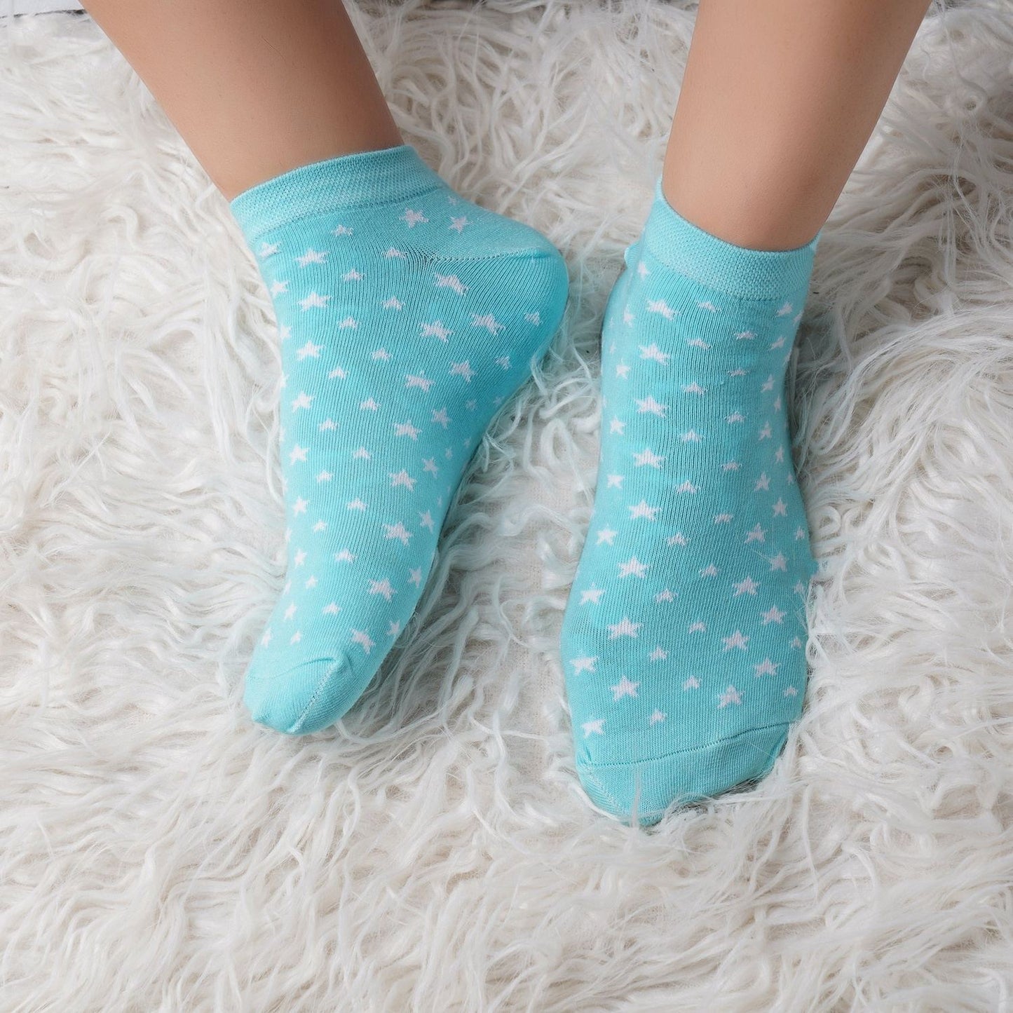 Star Pattern Sneaker Socks (Light Blue)