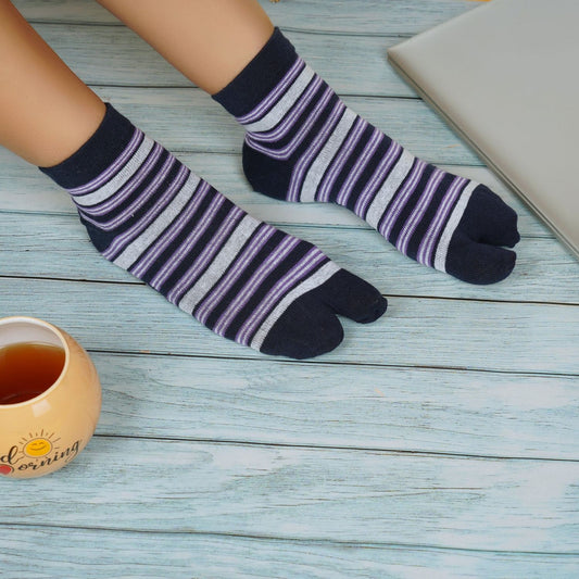 Striped Ankle Thumb Socks (Charcoal Grey)