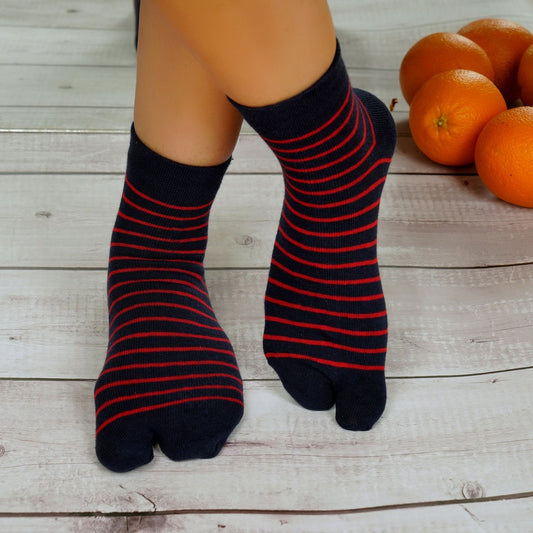 Striped Ankle Thumb Socks (Navy Blue)