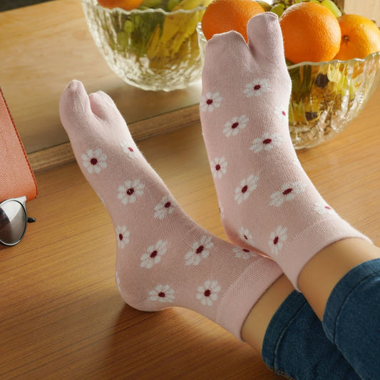 Flower Ankle Thumb Socks (Pink)