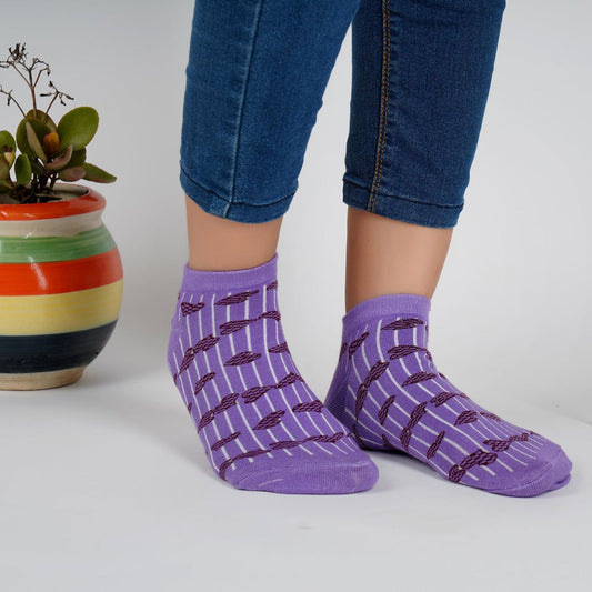 Heart Pattern Sneaker Socks (Violet)