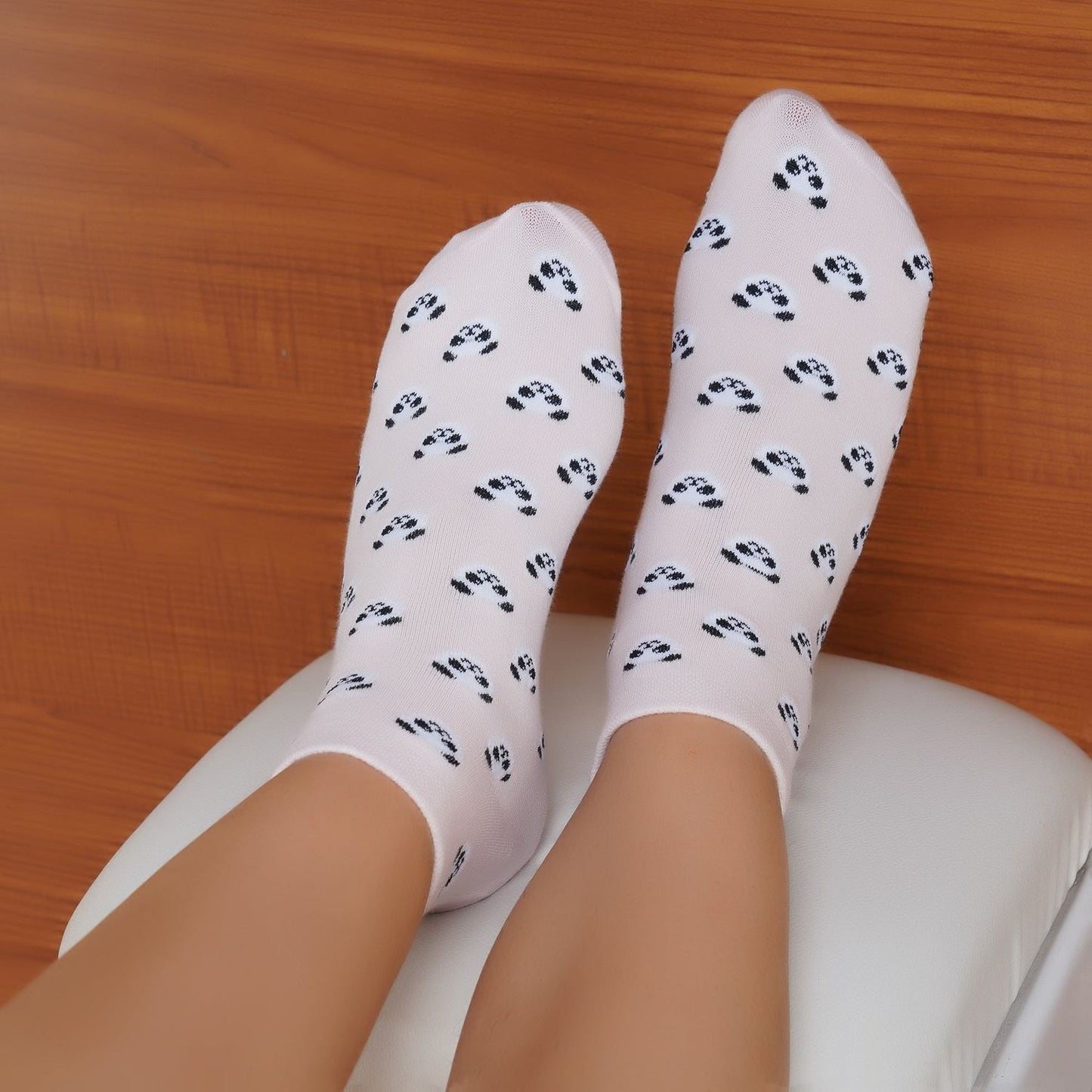 Low Ankle Panda Pattern Cotton Socks (Baby Pink)
