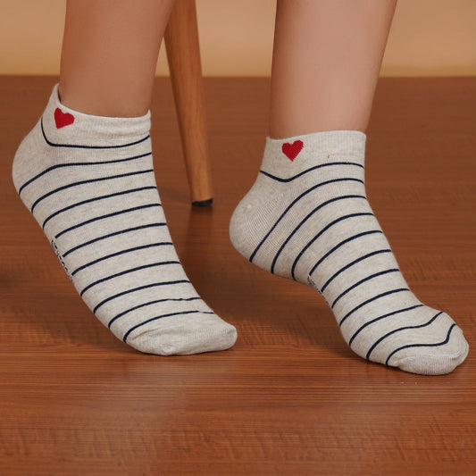 Striped Sneaker Socks (Cream)