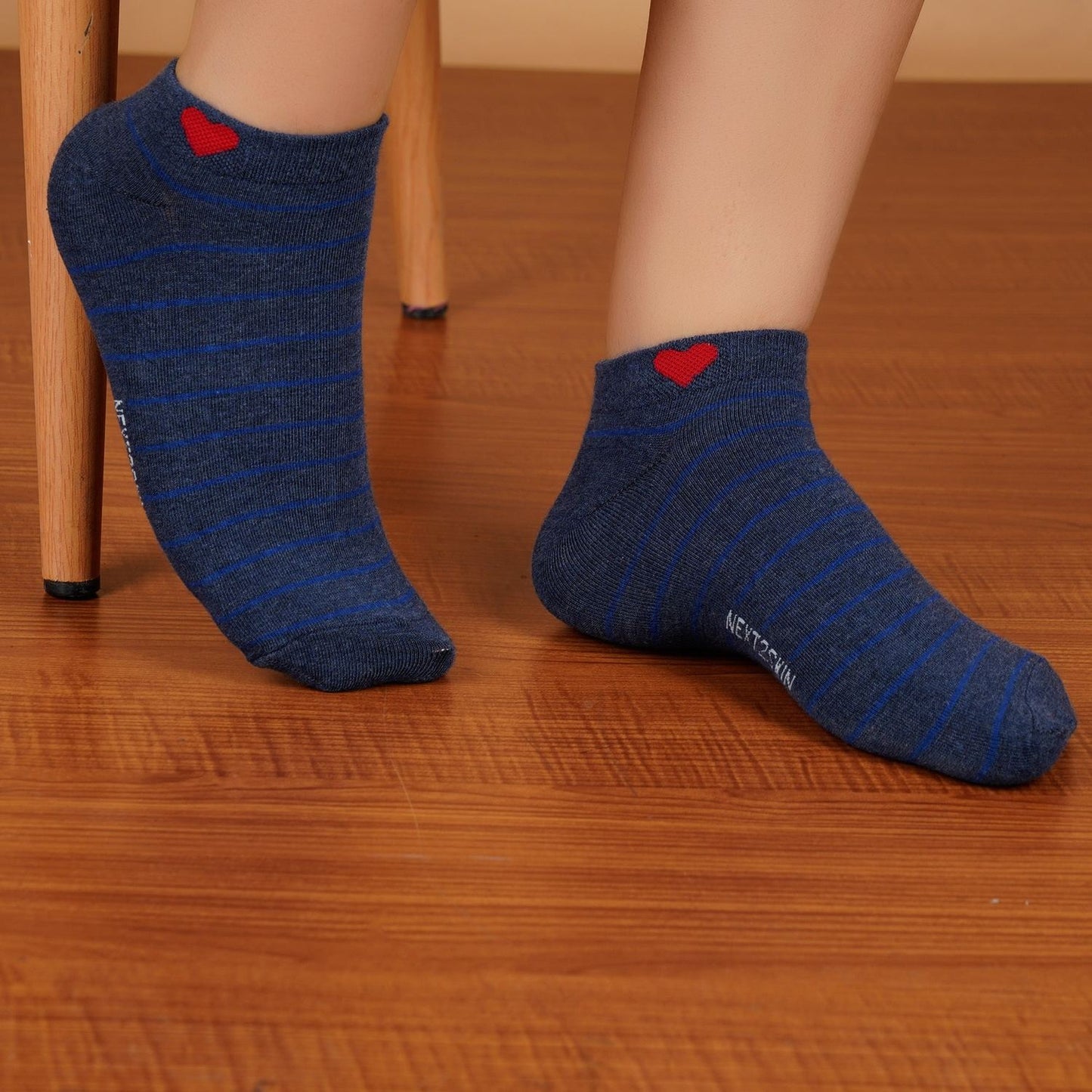 Low Ankle Striped Pattern Socks (Dark Grey)