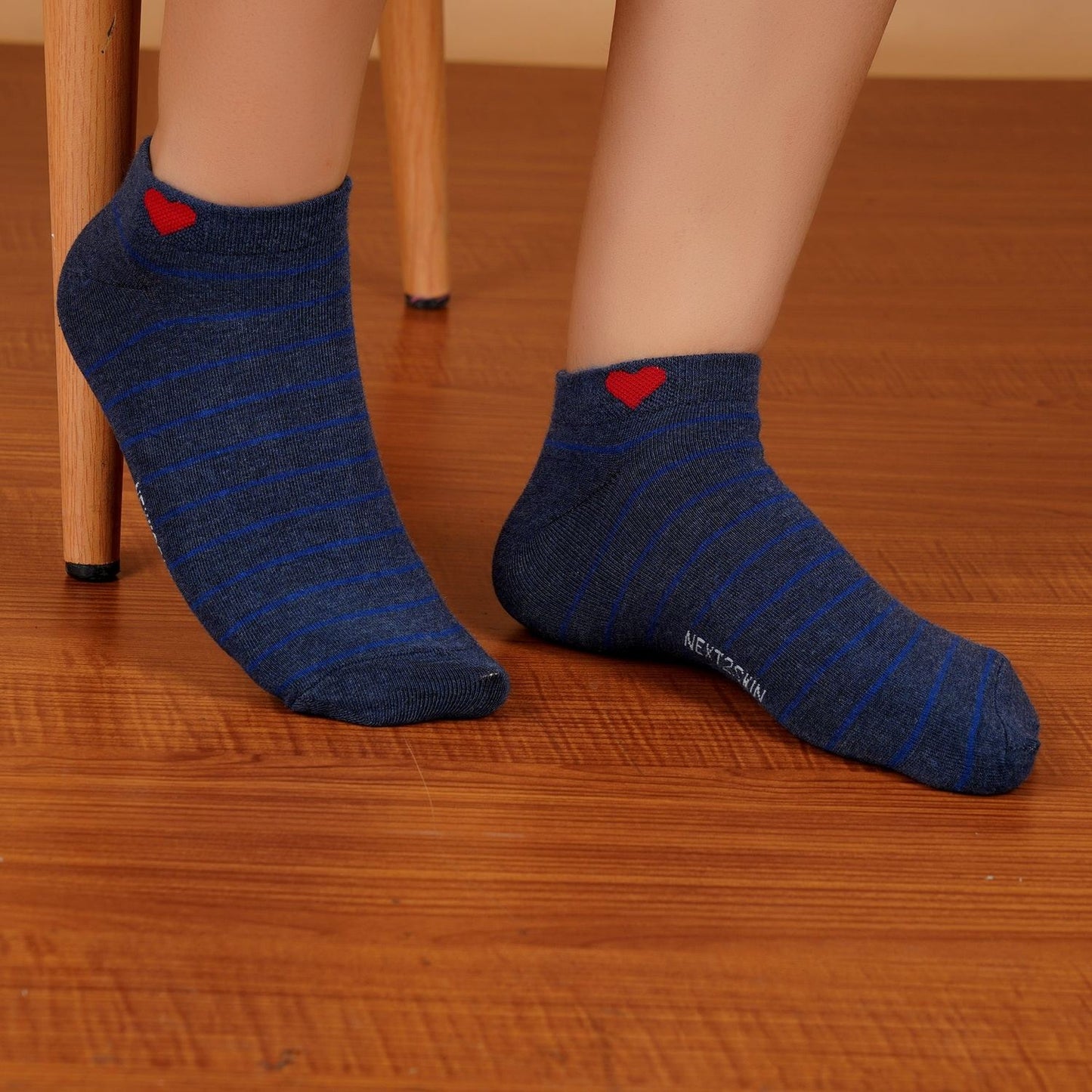 Low Ankle Striped Pattern Socks (Dark Grey)