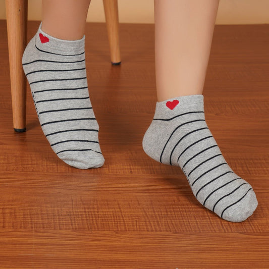 Striped Sneaker Socks (Grey)