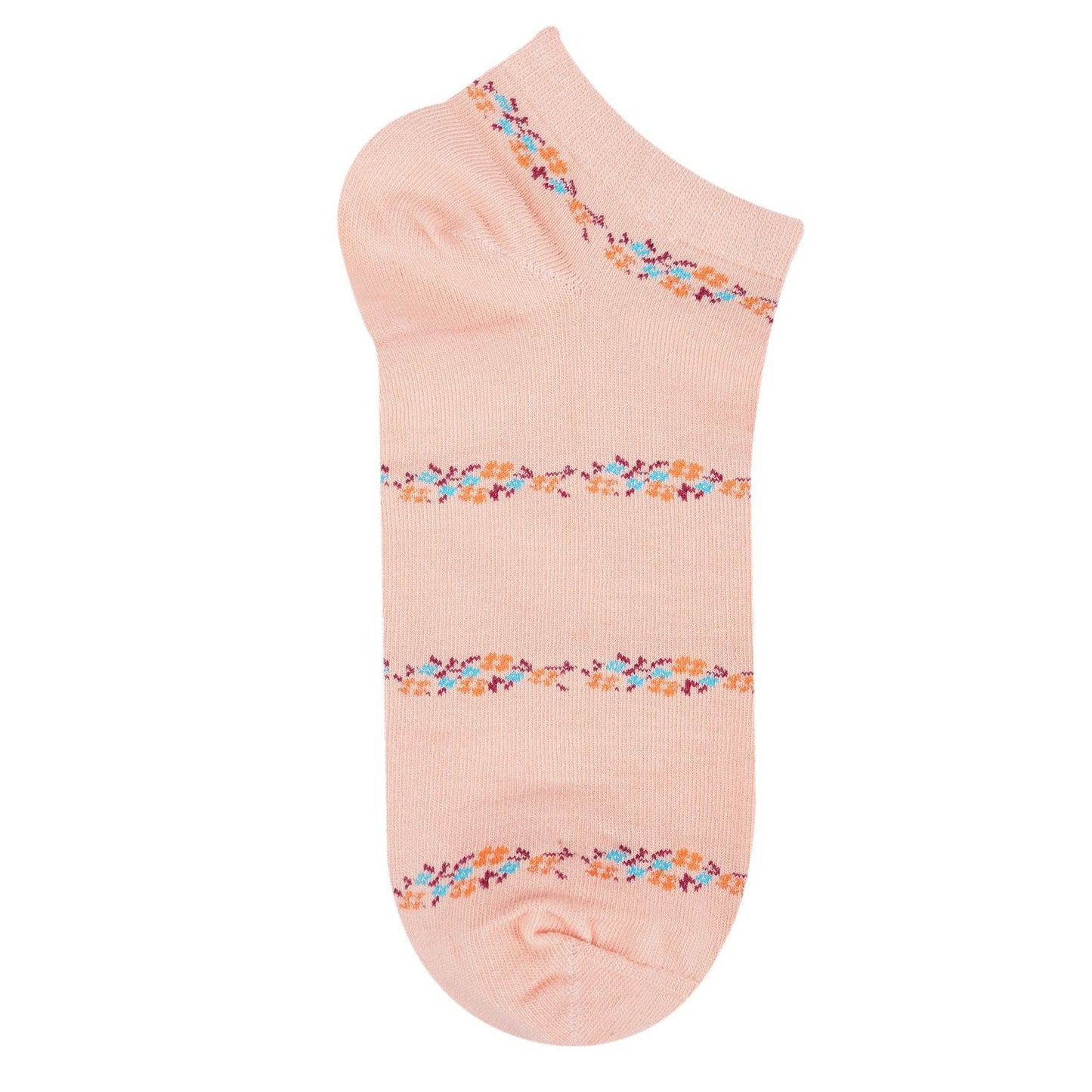 Low Ankle Floral Pattern Socks (Peach)