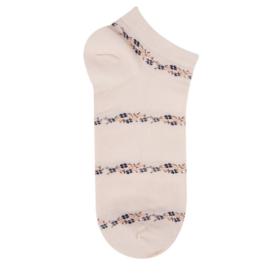 Floral Sneaker Socks (Cream)