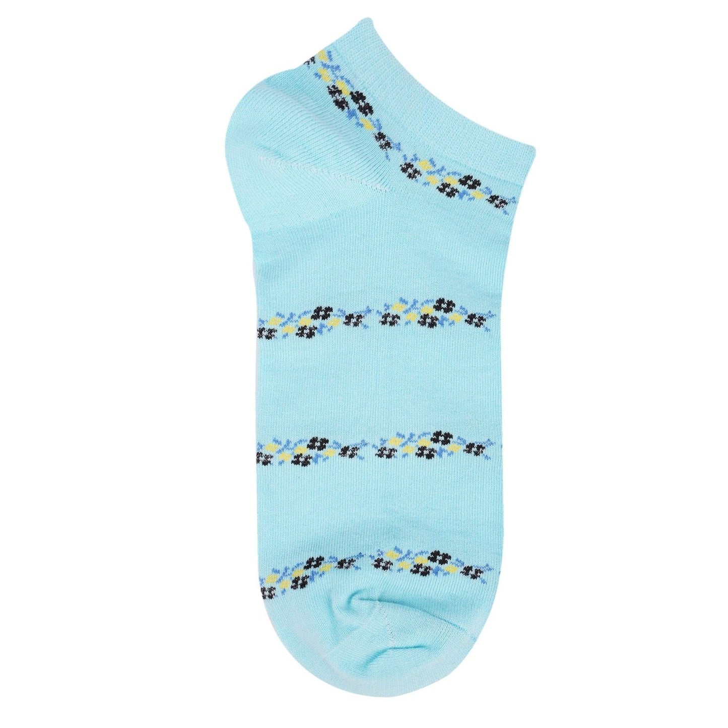 Low Ankle Floral Pattern Socks (Light Blue)
