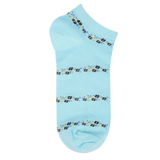 Floral Sneaker Socks (Light Blue)