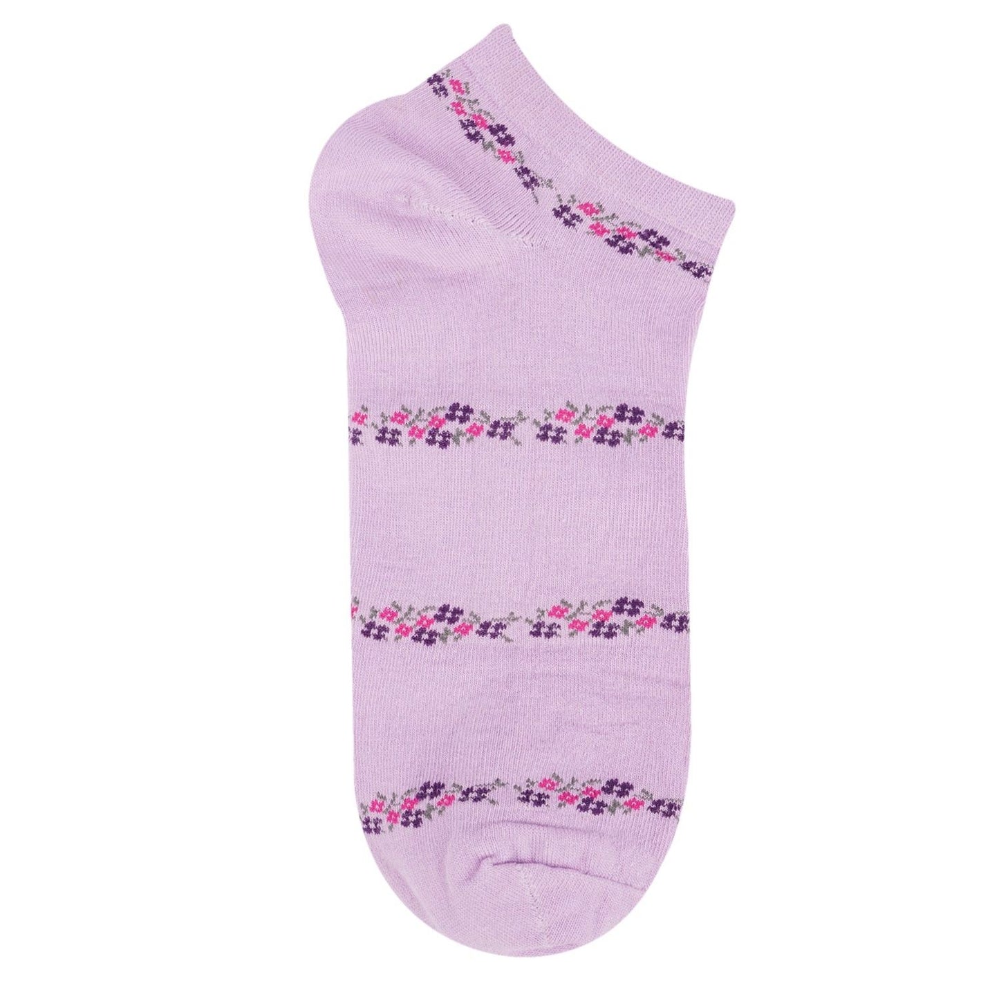 Low Ankle Floral Pattern Socks (Violet)