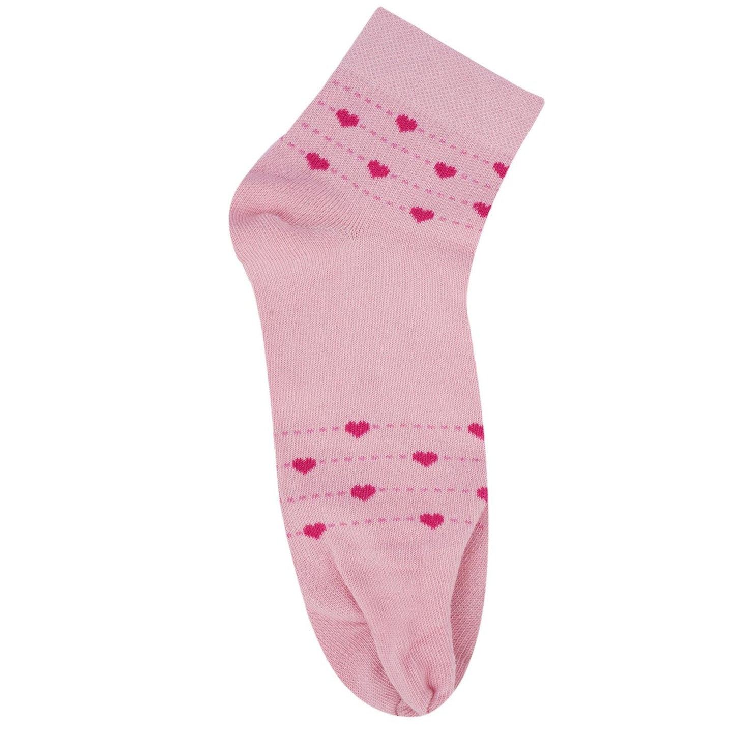 Ankle Thumb Heart Pattern Socks (Pink)