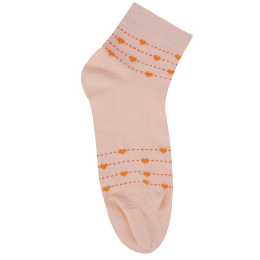 Heart Pattern Ankle Thumb Socks (Peach)